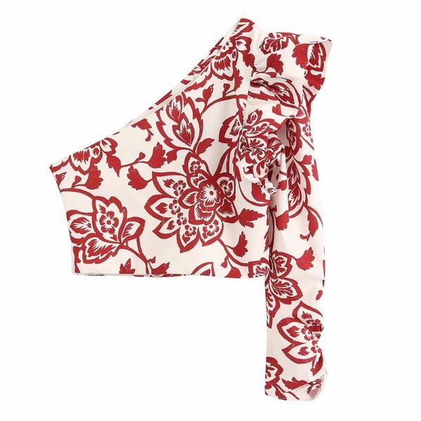 women's blouses & shirts 2021 summer french asymmetric single shoulder printed poplin temperament was thin and exposed half shirt, White
women's blouses & shirts 2021 summer french asymmetric single shoulder printed poplin temperament was thin and exposed half shirt, White