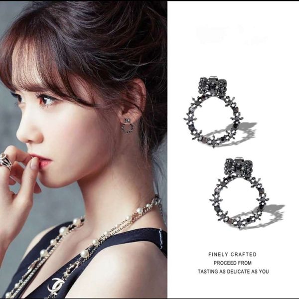 south korea's new s925 silver needle bowknot with two styles personalized temperament popular trend earrings female, Black
south korea's new s925 silver needle bowknot with two styles personalized temperament popular trend earrings female, Black