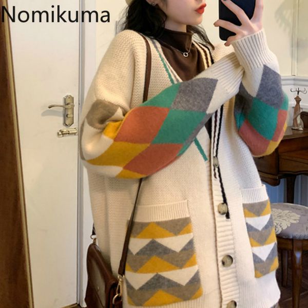 nomikuma contrast color single breasted cardigan women v neck long sleeve casual loose vintage sweater female sueter mujer 3d273 210514, White;black
nomikuma contrast color single breasted cardigan women v neck long sleeve casual loose vintage sweater female sueter mujer 3d273 210514, White;black