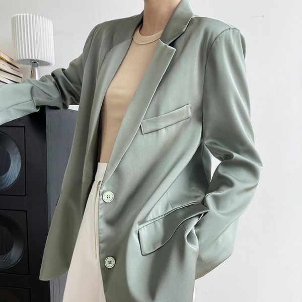 women's suits & blazers 2021 fall thin stain for women long sleeve elegant loose soft jackets female solid smooth coats outerwear c025, White;black
women's suits & blazers 2021 fall thin stain for women long sleeve elegant loose soft jackets female solid smooth coats outerwear c025, White;black