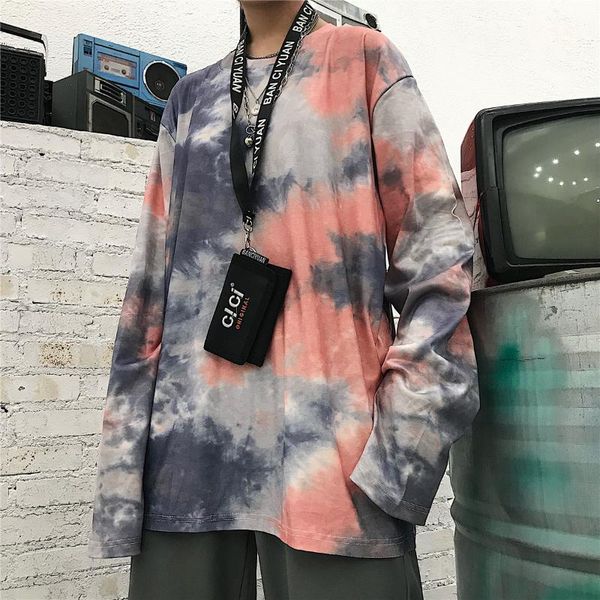women's t-shirt spring autumn korean harajuku street hip-hop tie-dye printing loose casual round neck long-sleeved for men women, White
women's t-shirt spring autumn korean harajuku street hip-hop tie-dye printing loose casual round neck long-sleeved for men women, White