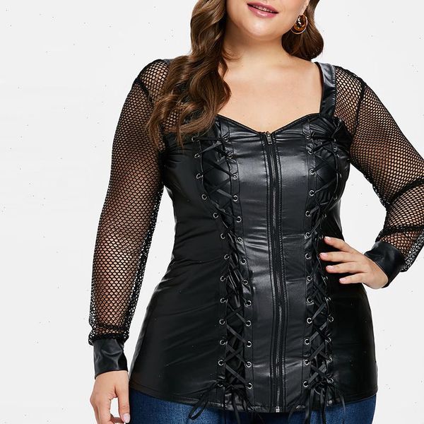 5xl plus size faux pu womens blouses leather elegant hollow out sleeve lace up tie slim tight shirt black, White
5xl plus size faux pu womens blouses leather elegant hollow out sleeve lace up tie slim tight shirt black, White