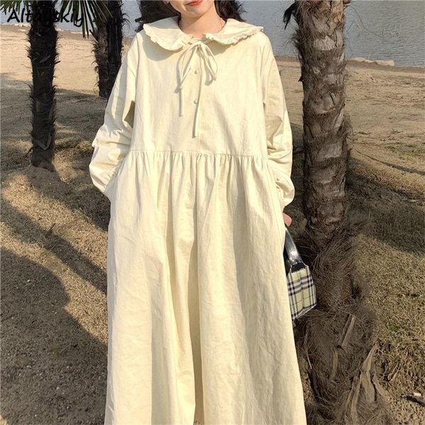 casual dresses sweet long sleeve dress women spring loose cute lace up bow female streetwear retro peter-pan collar students korean chic, Black;gray
casual dresses sweet long sleeve dress women spring loose cute lace up bow female streetwear retro peter-pan collar students korean chic, Black;gray