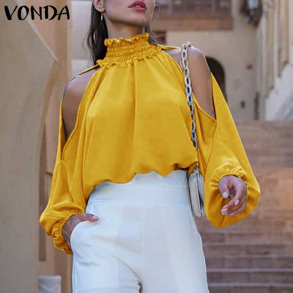women's blouses & shirts 2021 vonda autumn women ladies casual solid bohemian blusas femininas long sleeve high neck off shoulder, White
women's blouses & shirts 2021 vonda autumn women ladies casual solid bohemian blusas femininas long sleeve high neck off shoulder, White
