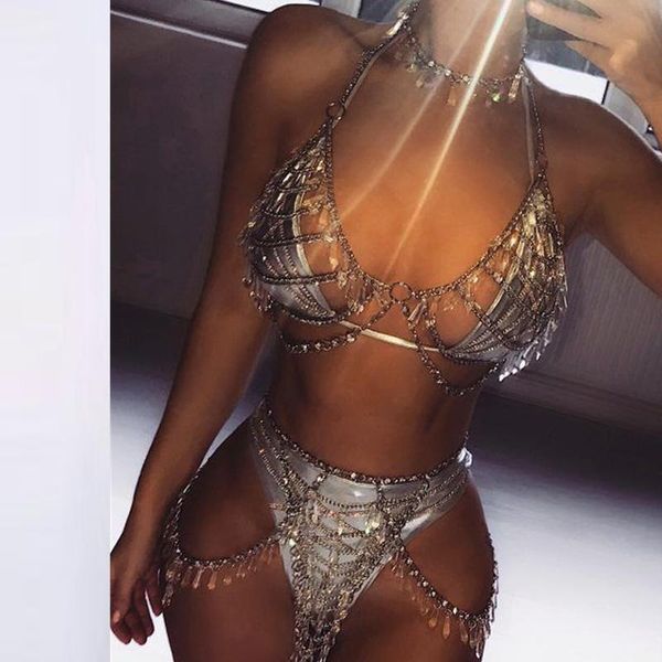 crystal sequin handmade women 2 piece bikinis cover up metal tassel chain beach wear festival rave outfit cober ups women's swimwear, White;black
crystal sequin handmade women 2 piece bikinis cover up metal tassel chain beach wear festival rave outfit cober ups women's swimwear, White;black