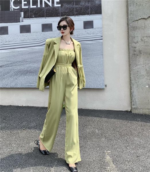 women's two piece pants autumn elegant office suit sets tube jumpsuit two-piece set green blazer jacket fashion playsuit female outfit, White
women's two piece pants autumn elegant office suit sets tube jumpsuit two-piece set green blazer jacket fashion playsuit female outfit, White