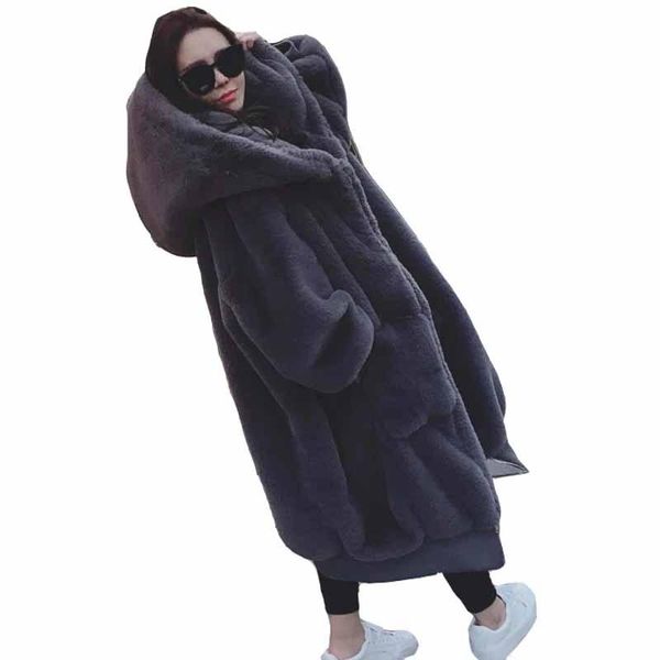 women's fur & faux women winter warm coat imitate hooded jacket lady elegant loose long overcoat g055, Black
women's fur & faux women winter warm coat imitate hooded jacket lady elegant loose long overcoat g055, Black