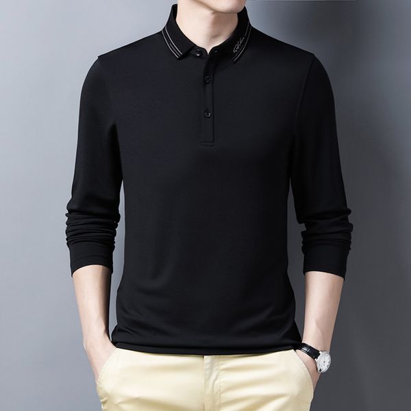 2021 spring autumn new mulberry silk long sve t-shirt middle-aged and young men's lapel solid color loose bottomed shirt, White;black
2021 spring autumn new mulberry silk long sve t-shirt middle-aged and young men's lapel solid color loose bottomed shirt, White;black