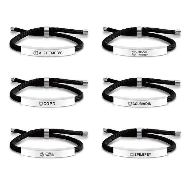 charm bracelets cross border titanium steel bracelet star of life logo diabetic warning words woven for men and women, Golden;silver
charm bracelets cross border titanium steel bracelet star of life logo diabetic warning words woven for men and women, Golden;silver