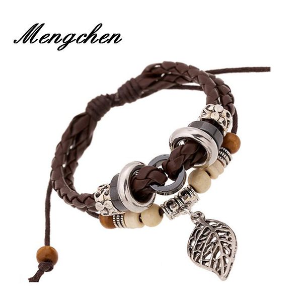 charm bracelets handmade black brown leather leaf metal charms hematite wood button beads wrap couple, Golden;silver
charm bracelets handmade black brown leather leaf metal charms hematite wood button beads wrap couple, Golden;silver