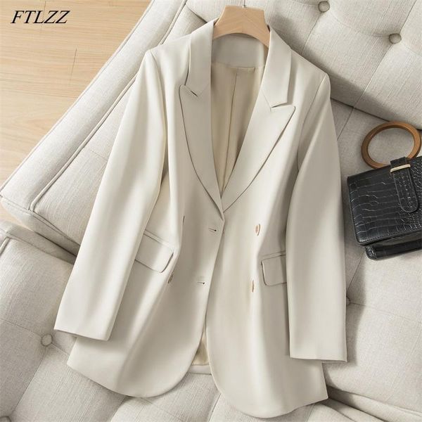 women's suits & blazers ftlzz spring autumn office ladies turn-down collar double breasted blazer women classic solid lady casual loose, White;black
women's suits & blazers ftlzz spring autumn office ladies turn-down collar double breasted blazer women classic solid lady casual loose, White;black