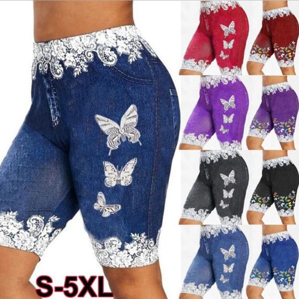 women's leggings plus size denim shorts women lace patchwork butterfly print bodycon elastic skinny for short feminino, Black
women's leggings plus size denim shorts women lace patchwork butterfly print bodycon elastic skinny for short feminino, Black