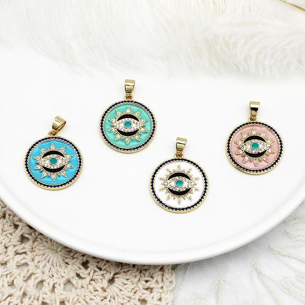 charms meibeads 2021 copper enamel sun evil eye turkey jewelry making accessories diy women's necklace round pendant 1 piece, Bronze;silver
charms meibeads 2021 copper enamel sun evil eye turkey jewelry making accessories diy women's necklace round pendant 1 piece, Bronze;silver
