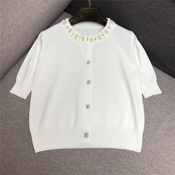 women's knits & tees designer knitted cardigan for women vintage o neck beading puff sleeve sweater, White
women's knits & tees designer knitted cardigan for women vintage o neck beading puff sleeve sweater, White