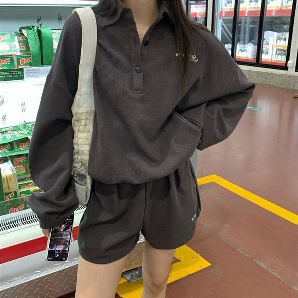 women's tracksuits two-piece fashion suit long-sleeved spring autumn loose jogging sportswear + casual sports shorts ladies college sty, Gray
women's tracksuits two-piece fashion suit long-sleeved spring autumn loose jogging sportswear + casual sports shorts ladies college sty, Gray