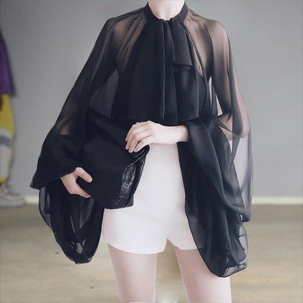 fashion chic see through shirts chiffon lantern neck fitted casual women blouse, White
fashion chic see through shirts chiffon lantern neck fitted casual women blouse, White