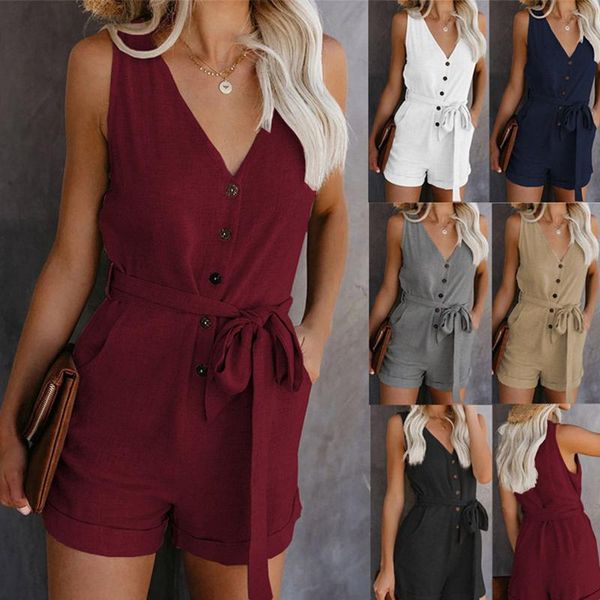 women's jumpsuits & rompers summer sleeveless solid color loose jumpsuit 2021 ladies lace up bow playsuits single-breasted v-neck strap, Black;white
women's jumpsuits & rompers summer sleeveless solid color loose jumpsuit 2021 ladies lace up bow playsuits single-breasted v-neck strap, Black;white
