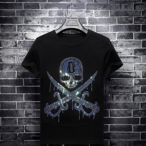 men's t-shirts blue 2021 rhinestones pirate skulls t shirts men short sleeve fashion streetwear o neck modal cotton clothing calaveras, White;black
men's t-shirts blue 2021 rhinestones pirate skulls t shirts men short sleeve fashion streetwear o neck modal cotton clothing calaveras, White;black