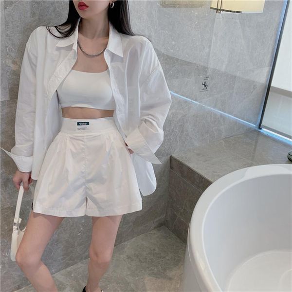 women's tracksuits fall retro casual thin all-match single breasted long sleeve loose sunscreen shirt + high waist shorts two piece set, Gray
women's tracksuits fall retro casual thin all-match single breasted long sleeve loose sunscreen shirt + high waist shorts two piece set, Gray