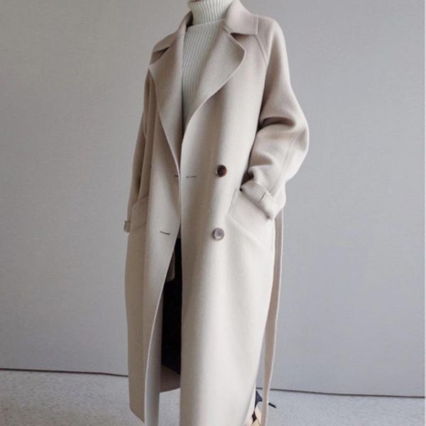 women's winter coat 2021 autumn elegant wool blend beige long vintage minimalist woolen overcoat camel outwear & blends, Black
women's winter coat 2021 autumn elegant wool blend beige long vintage minimalist woolen overcoat camel outwear & blends, Black