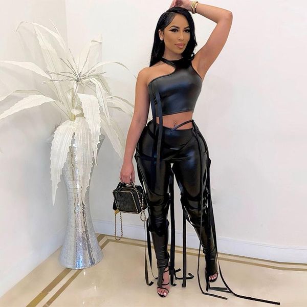 women's two piece pants chronstyle pu leather 2 set one strap tube crop women suits tassels sweatpants summer outfits clubwear 2021, White
women's two piece pants chronstyle pu leather 2 set one strap tube crop women suits tassels sweatpants summer outfits clubwear 2021, White