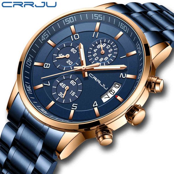 mens watch crrju men chronograph luxury waterproof watches fashion blue business stainless steel watch for men relogio masculino 210517, Slivery;brown
mens watch crrju men chronograph luxury waterproof watches fashion blue business stainless steel watch for men relogio masculino 210517, Slivery;brown