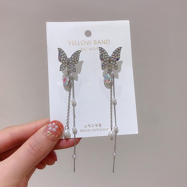 dangle & chandelier 2021 fashion korean shiny butterfly rhinestone drop earrings for women elegant pearl tassel pendientes party jewelry, Silver
dangle & chandelier 2021 fashion korean shiny butterfly rhinestone drop earrings for women elegant pearl tassel pendientes party jewelry, Silver