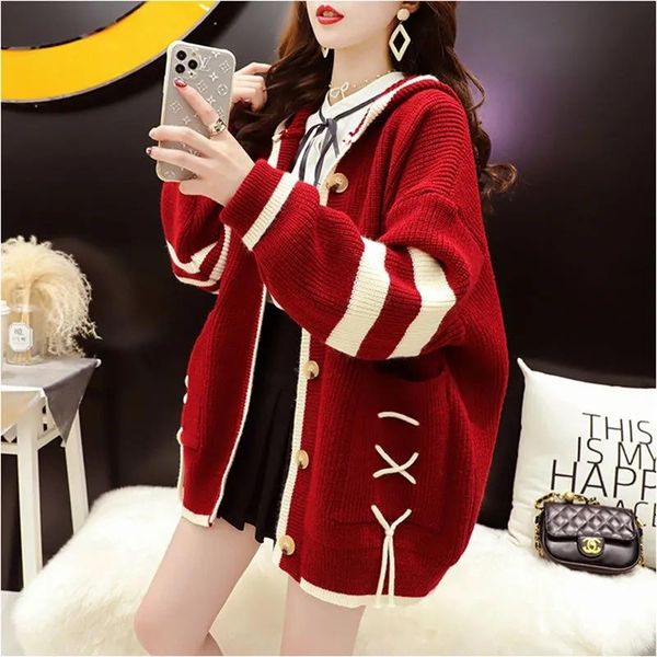 women's knits & tees spring and autumn loose hooded sweater jacket women lazy retro korean style western cardigan all-match top, White
women's knits & tees spring and autumn loose hooded sweater jacket women lazy retro korean style western cardigan all-match top, White