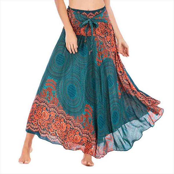 korean style long hippie bohemian womens skirts gypsy boho flowers elastic waist floral halter casual, Black 
korean style long hippie bohemian womens skirts gypsy boho flowers elastic waist floral halter casual, Black
