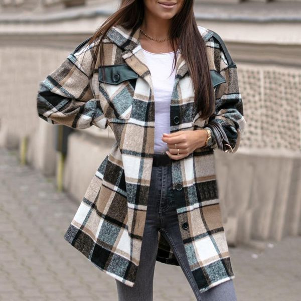 women's jackets vintage plaid coats for women double pocket design button plus size outwear streetwear turn-down collar woman, Black;brown
women's jackets vintage plaid coats for women double pocket design button plus size outwear streetwear turn-down collar woman, Black;brown