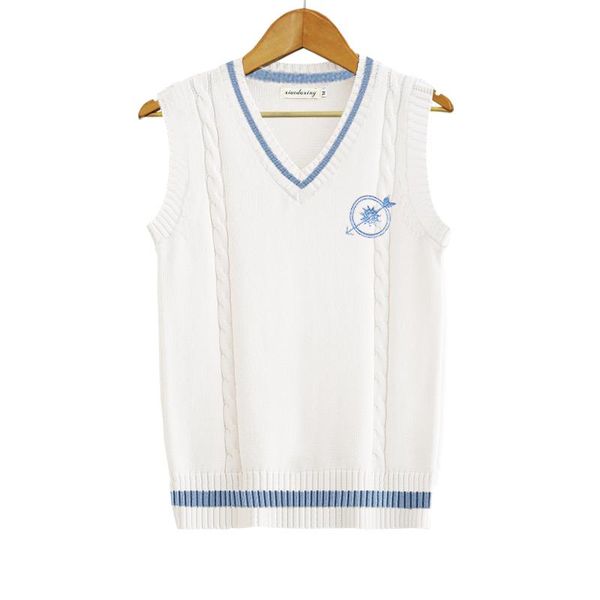 clothing sets lovely embroidery sweater vest jk high school student girls uniform japanese style v-neck knit pullover, White
clothing sets lovely embroidery sweater vest jk high school student girls uniform japanese style v-neck knit pullover, White