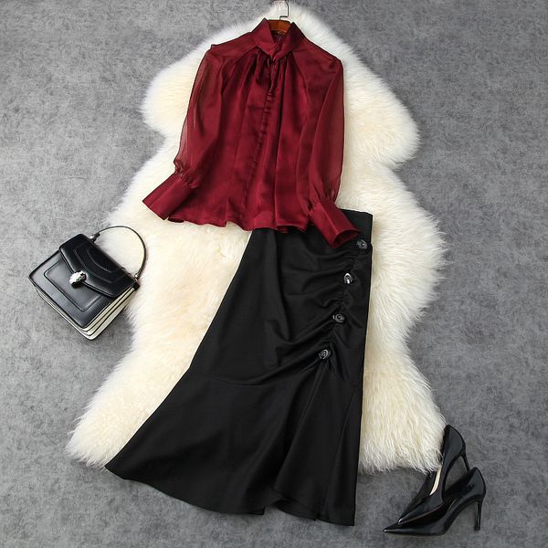 dress european and american women's clothing winter style long sleeve shirt high-waisted pleated fishtail skirt fashion suit 7nyu, White
dress european and american women's clothing winter style long sleeve shirt high-waisted pleated fishtail skirt fashion suit 7nyu, White