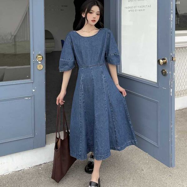 summer casual women o-neck half sleeve dress casual loose long maxi vestidos denim dress 210531, Black;gray
summer casual women o-neck half sleeve dress casual loose long maxi vestidos denim dress 210531, Black;gray