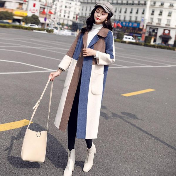 women's wool & blends elegant woolen coat autumn winter color matching blended fashion women spring trench w843, Black
women's wool & blends elegant woolen coat autumn winter color matching blended fashion women spring trench w843, Black