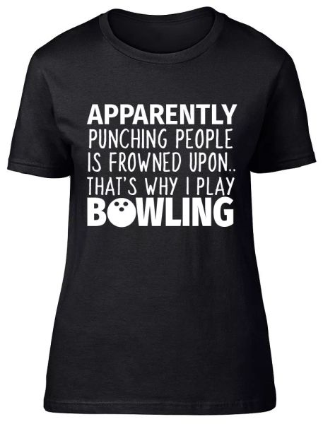 Punching People is Frowned upon Funny Bowling Fitted T-Shirt, White;black
Punching People is Frowned upon Funny Bowling Fitted T-Shirt, White;black