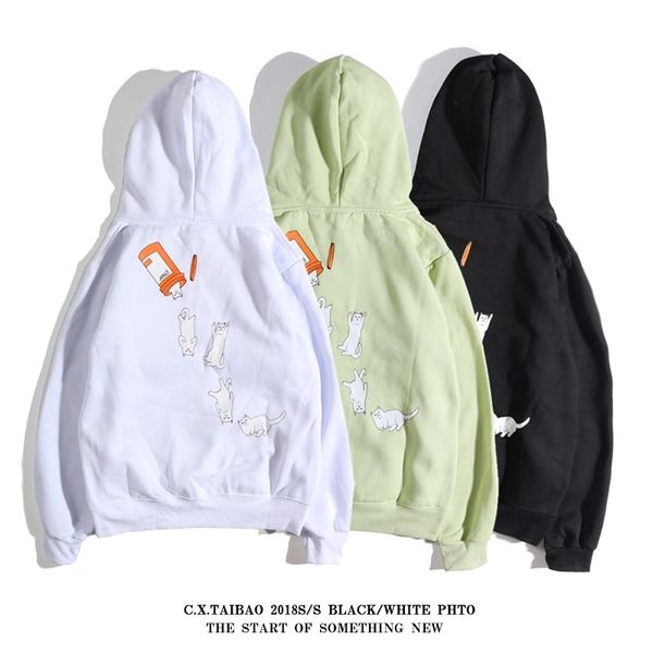 men's hoodies autumn and winter tide brand hooded men's women's sweater plush thickened medicine can cat yin yang couple stud, Black
men's hoodies autumn and winter tide brand hooded men's women's sweater plush thickened medicine can cat yin yang couple stud, Black