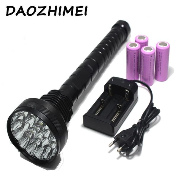 outdoor hunting tactical led 8000lm xm-l 15*t6 light super bright torch lighting distance 1500m flashlights torches