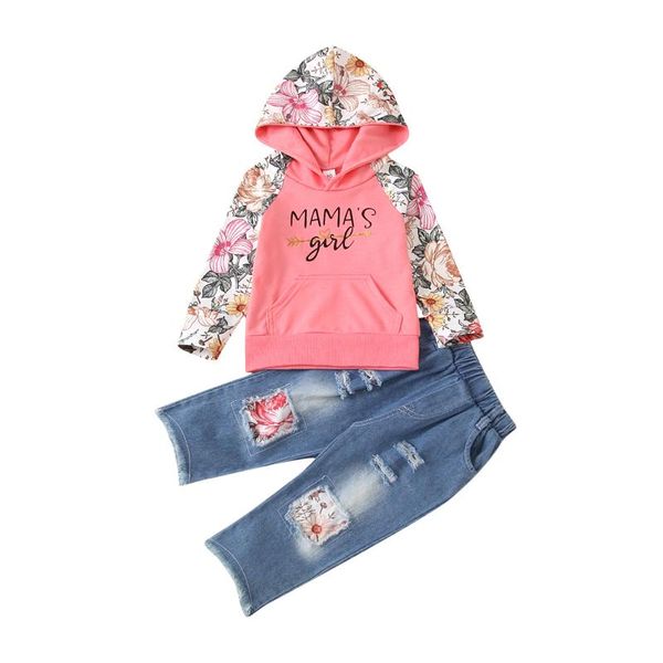 clothing sets girl's two piece set toddler's sleeve printed threaded hemmed hoodie patchwork jeans for kids, White
clothing sets girl's two piece set toddler's sleeve printed threaded hemmed hoodie patchwork jeans for kids, White