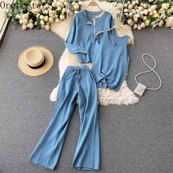 casual suits women's knit long sleeve sweater cardigan vest pants sets tracksuit single breasted wide leg trousers 3pcs outfits 210602, White
casual suits women's knit long sleeve sweater cardigan vest pants sets tracksuit single breasted wide leg trousers 3pcs outfits 210602, White