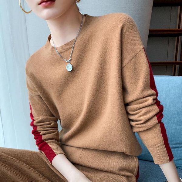 women's two piece pants luxury pure wool knitted ssweater women autumn winter loose warm comfortable pullover red striped sport fashion, White
women's two piece pants luxury pure wool knitted ssweater women autumn winter loose warm comfortable pullover red striped sport fashion, White