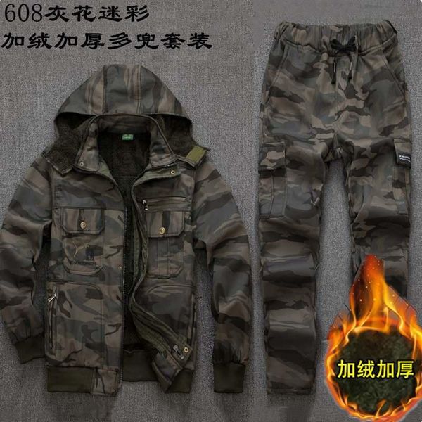 men's tracksuits winter plush and thickened training suit wear resistant multi pocket cold proof overalls warm, wind resistant,, Gray
men's tracksuits winter plush and thickened training suit wear resistant multi pocket cold proof overalls warm, wind resistant,, Gray