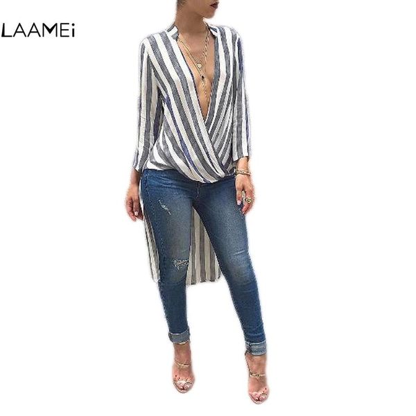 women's blouses & shirts laamei brand women casual fashion autumn short long irregular stripe deep v-neck long-sleeved shirt clothing, White
women's blouses & shirts laamei brand women casual fashion autumn short long irregular stripe deep v-neck long-sleeved shirt clothing, White