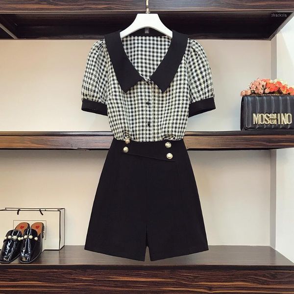 women's tracksuits plaid clothes 2021 summer women plus size hollow out shirt and short pant two piece set fashion workwear elegant out, Gray
women's tracksuits plaid clothes 2021 summer women plus size hollow out shirt and short pant two piece set fashion workwear elegant out, Gray