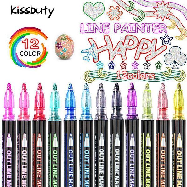 8/12 colors double line pen outline paint marker pens diy scrapbooking metal highlighter drawing painting doodling highlighters, Black;red
8/12 colors double line pen outline paint marker pens diy scrapbooking metal highlighter drawing painting doodling highlighters, Black;red