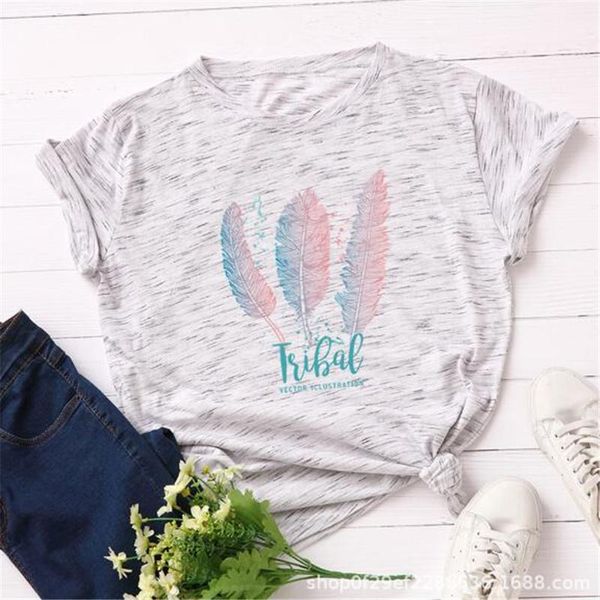 women's t-shirt women summer t shirt cotton plus size 5xl loose casual short sleeve feather print t-shirts fashion ladies o-neck tee sh, White
women's t-shirt women summer t shirt cotton plus size 5xl loose casual short sleeve feather print t-shirts fashion ladies o-neck tee sh, White
