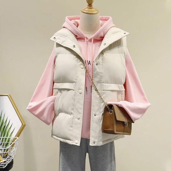 women's vests 2021 autumn winter black vest jacket stand collar sleeveless solid short waistcoat female zipper cropped coat outwear, Black;white
women's vests 2021 autumn winter black vest jacket stand collar sleeveless solid short waistcoat female zipper cropped coat outwear, Black;white