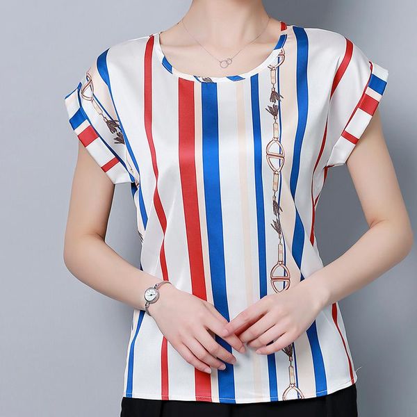 women's blouses & shirts womens blouse for women 2021 short sleeve fashion o-neck summer casual silk oversize clothing blusa femeni, White
women's blouses & shirts womens blouse for women 2021 short sleeve fashion o-neck summer casual silk oversize clothing blusa femeni, White