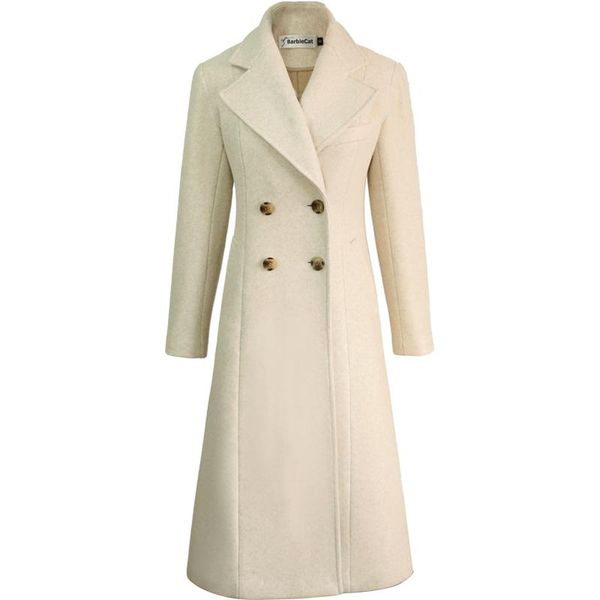women's wool & blends beige woolen coat office lady slim elegant double breasted women long warm winter outwear, Black
women's wool & blends beige woolen coat office lady slim elegant double breasted women long warm winter outwear, Black