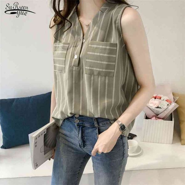 blusas plus size women and blouse v-neck summer chiffon pattern striped fashion sleeveless shirt 3705 210421, White
blusas plus size women and blouse v-neck summer chiffon pattern striped fashion sleeveless shirt 3705 210421, White