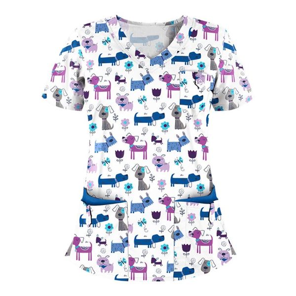 women's t-shirt women short sleeve v-neck pocket fashion cartoon animal print tees oversized s-3xl care working uniform 2021 a40, White
women's t-shirt women short sleeve v-neck pocket fashion cartoon animal print tees oversized s-3xl care working uniform 2021 a40, White